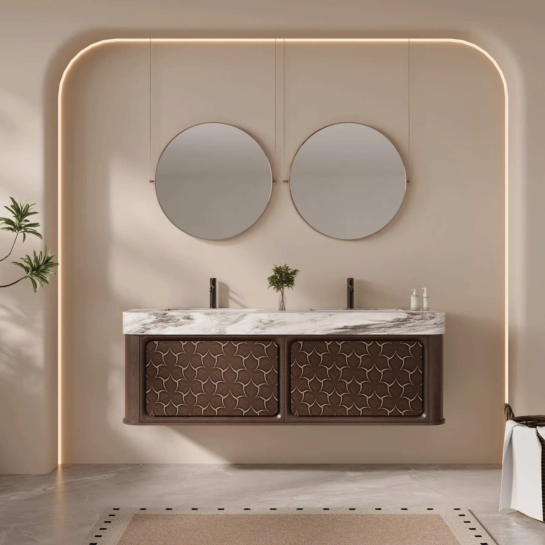 Arabesque 72″ Teak Double Vanity