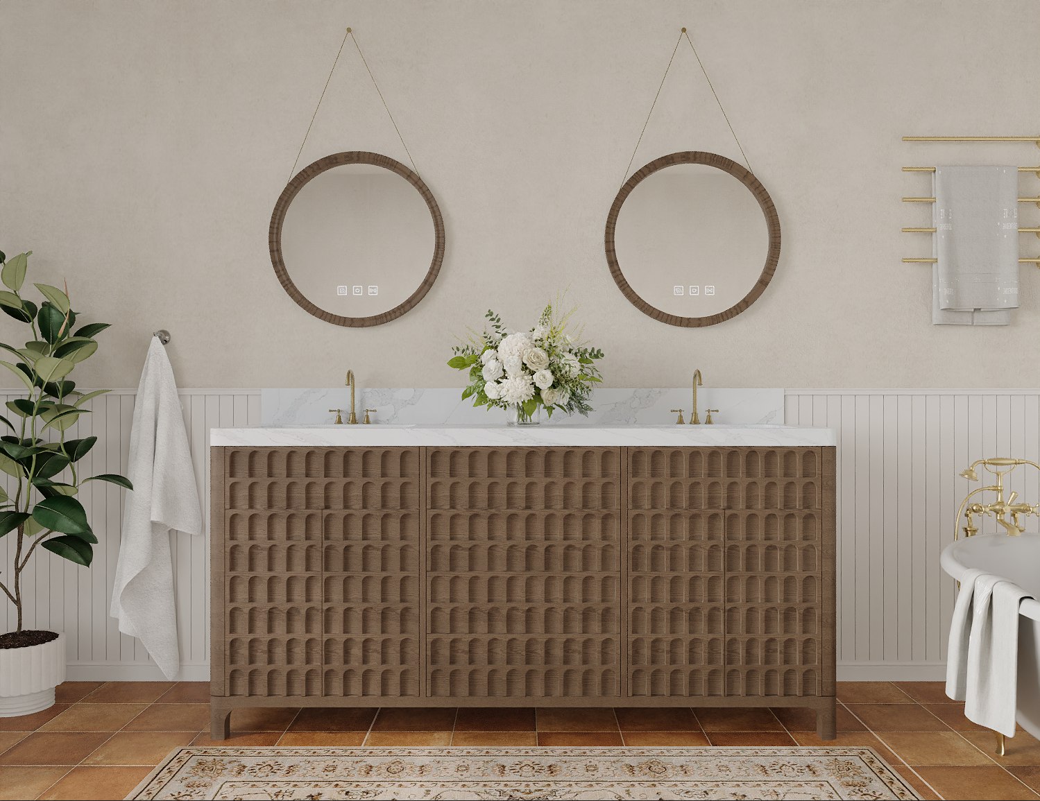 Arcadia 72-inch Walnut Double Vanity view 2