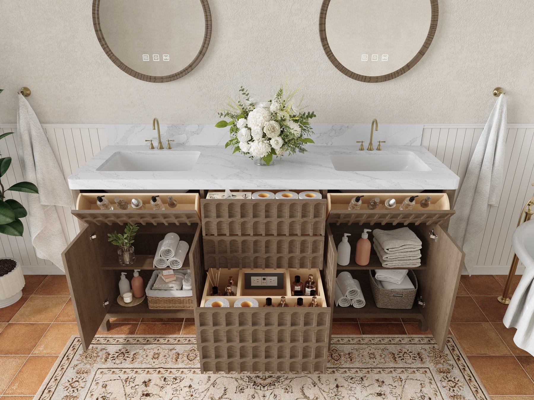 Arcadia 72-inch Walnut Double Vanity view 3