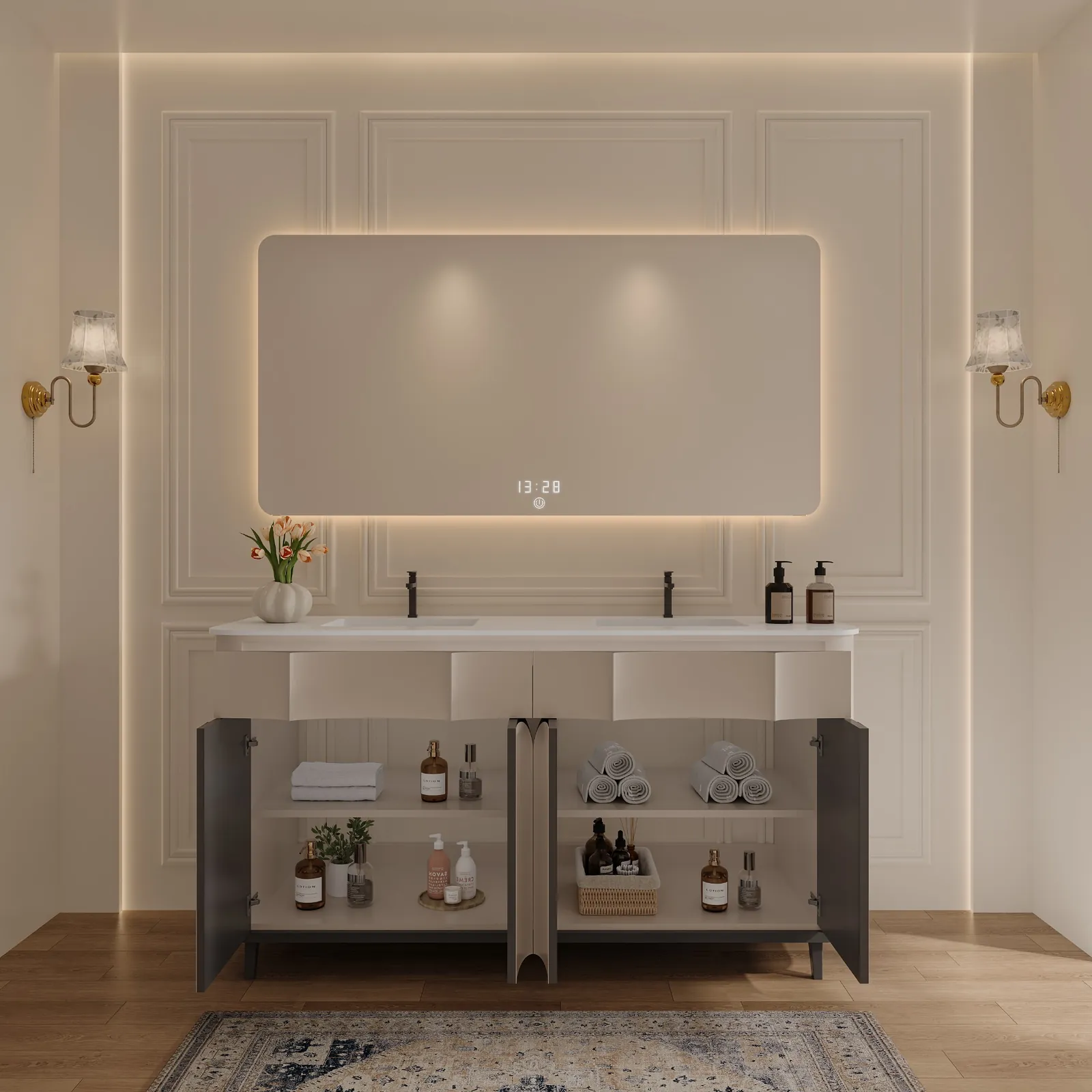 Arden 60" White Double Bathroom Vanity view 2