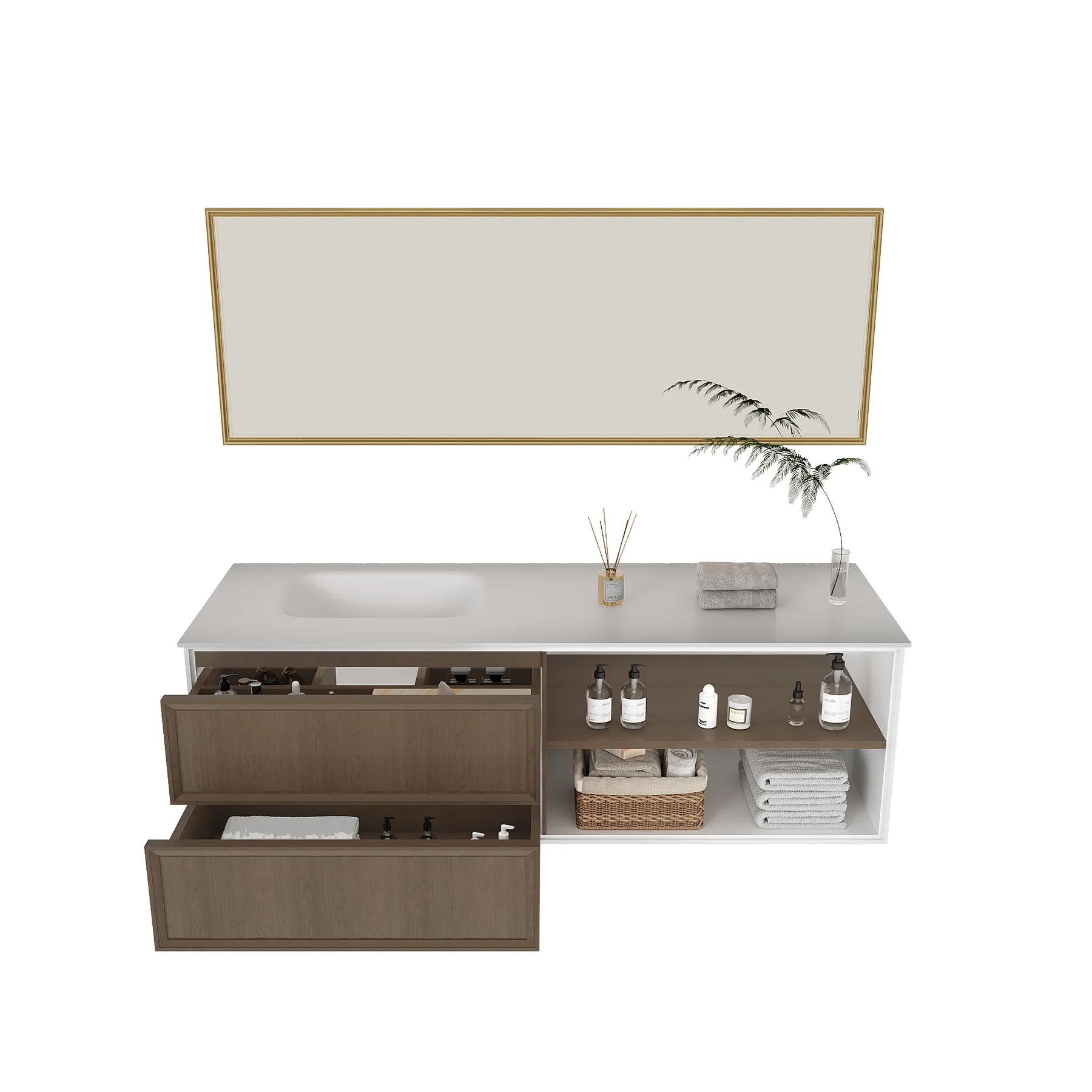 Atelier 60″ White Open-Shelf Vanity view 3