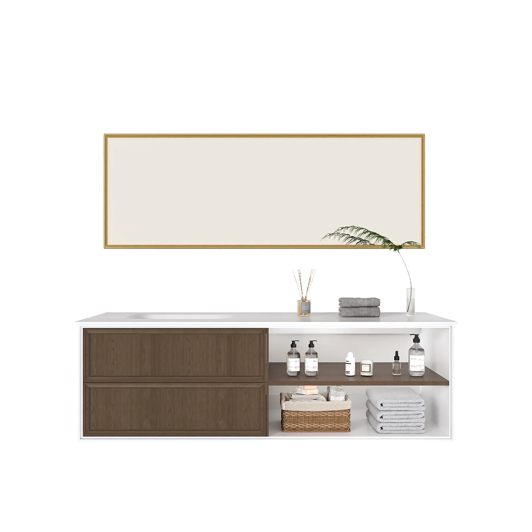 Atelier 60″ White Open-Shelf Vanity view 8
