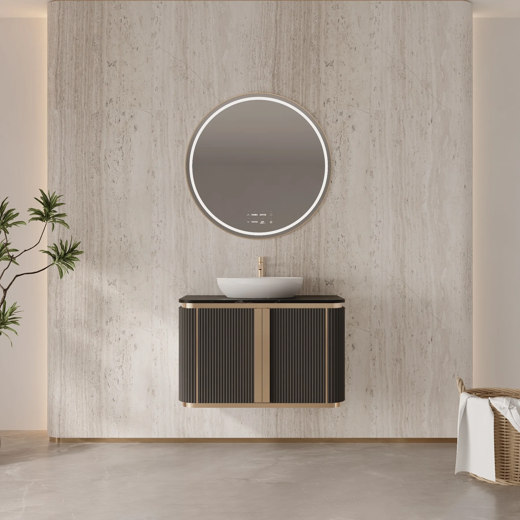 Bronze Flute 30″ Black Floating Vanity
