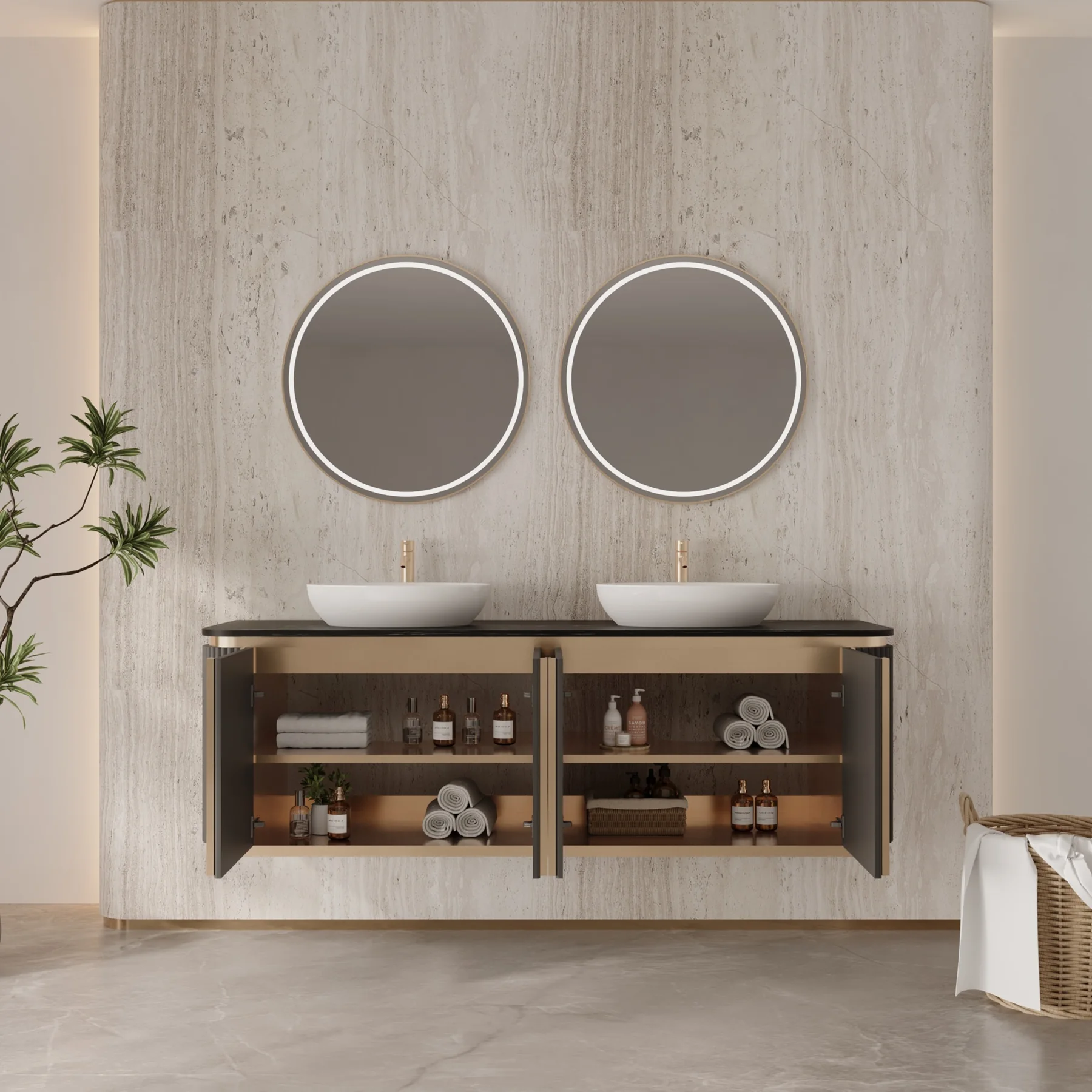 Bronze Flute 30″ Black Floating Vanity view 2