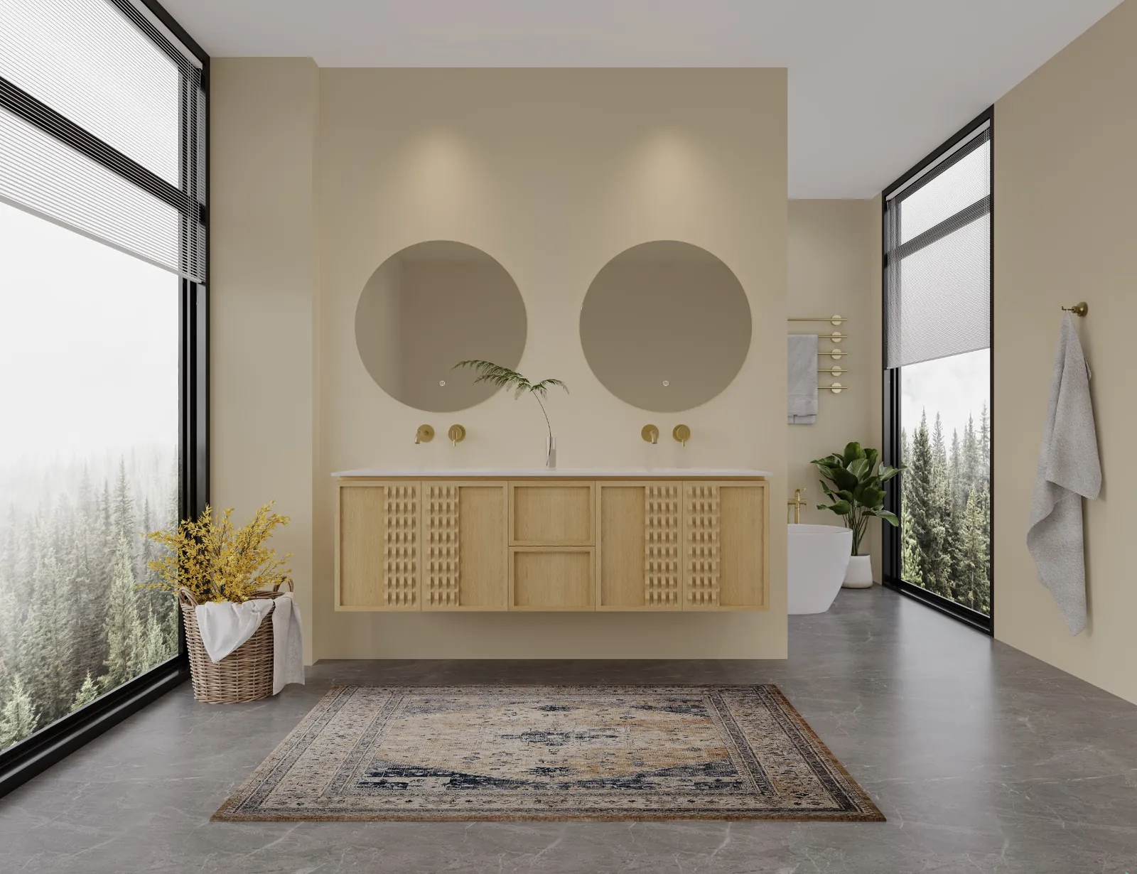 Carter 72″ Oak Geometric Double Vanity