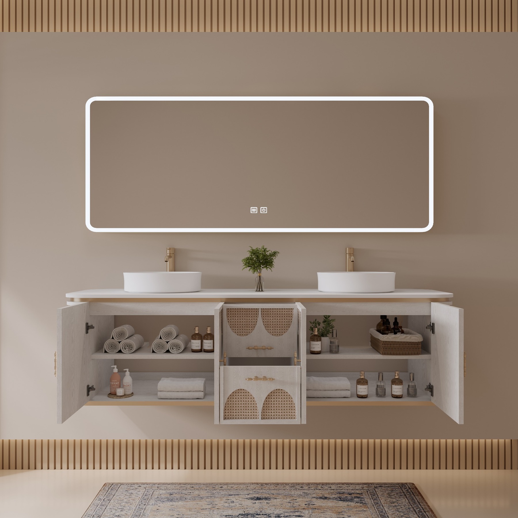 Round pedestal bathroom vanities with mirrors