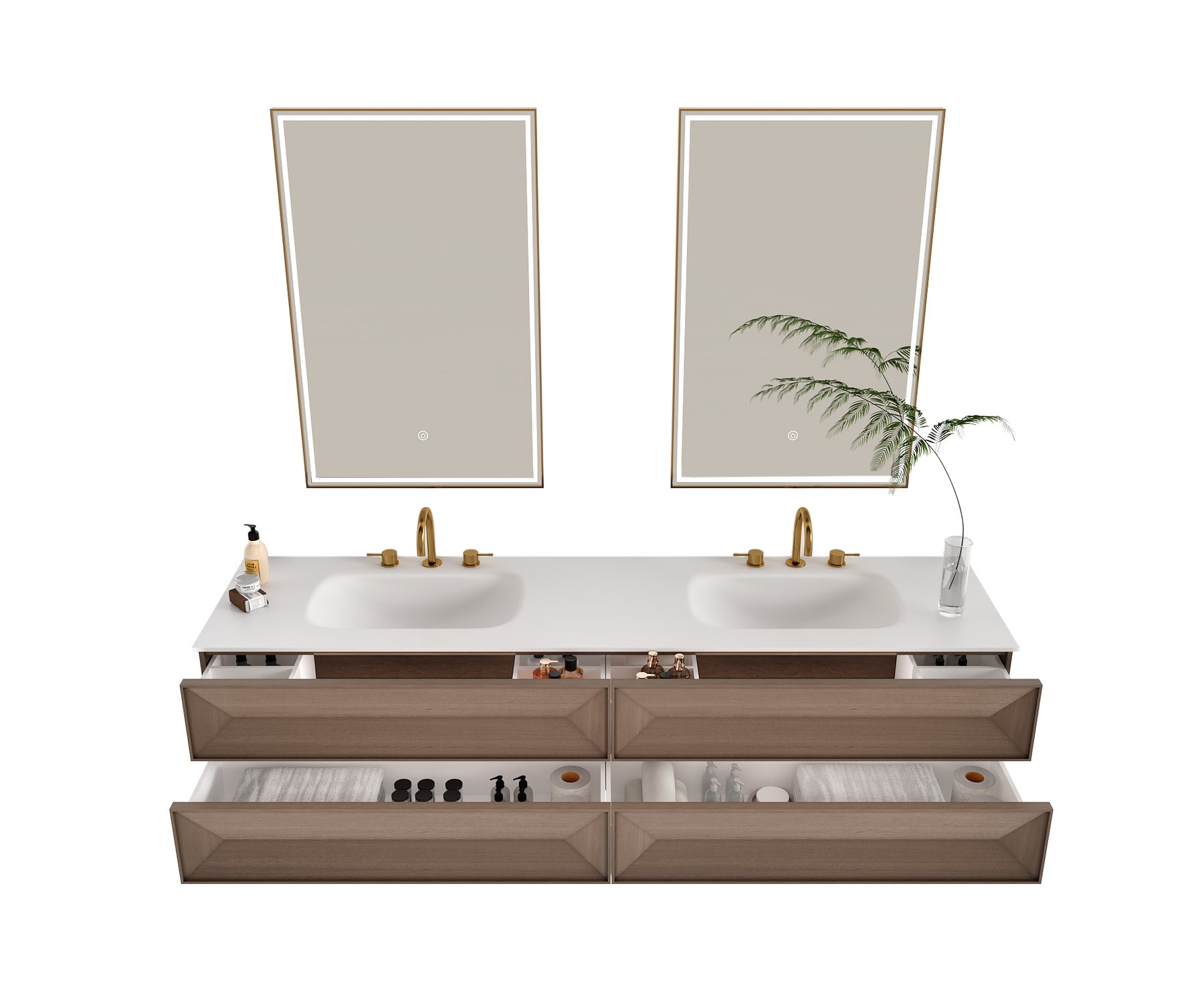 Elara 60-inch Teak Floating Double Vanity view 3