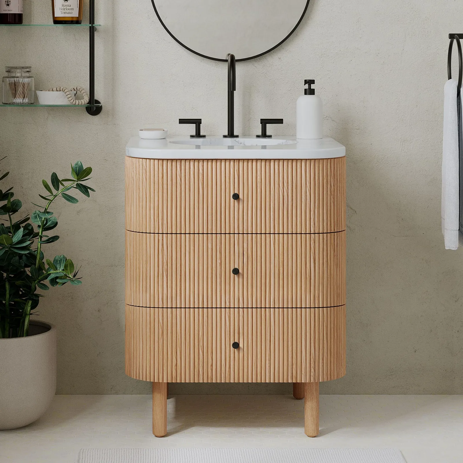 Ellington 24″ Natural Oak Fluted Vanity