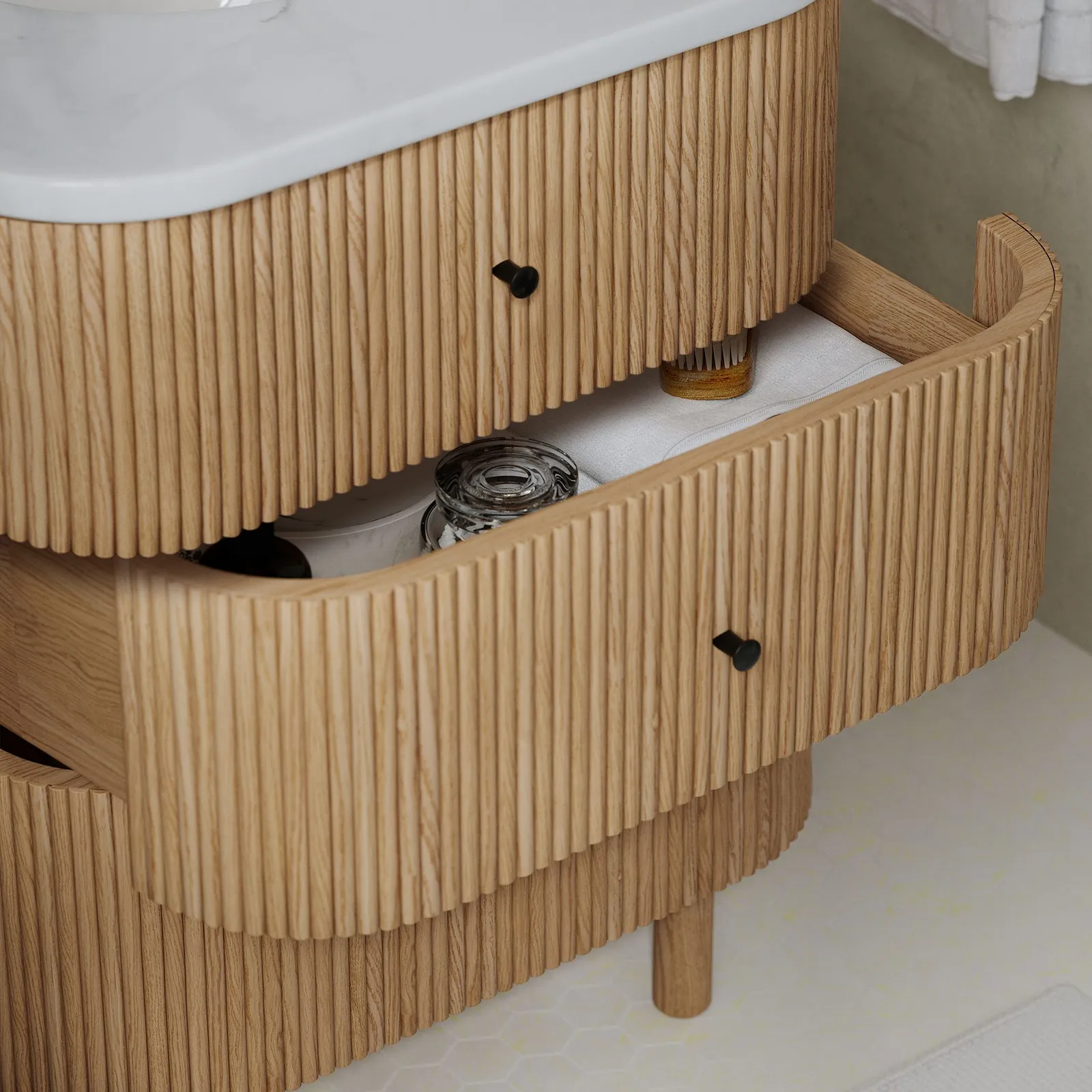 Ellington 24" Natural Oak Fluted Bathroom Vanity view 2