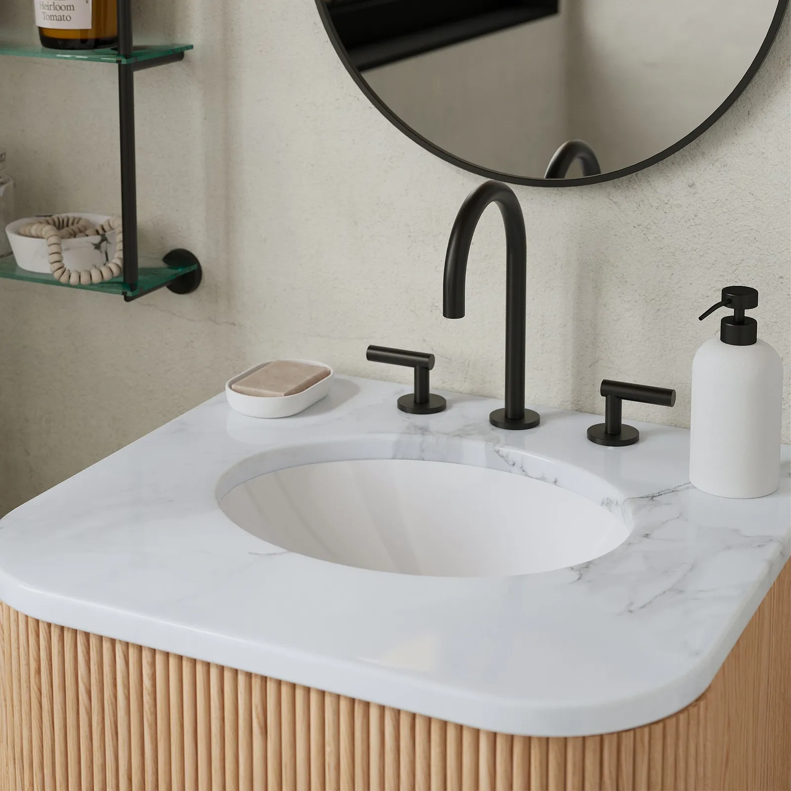 Ellington 24" Natural Oak Fluted Bathroom Vanity view 3
