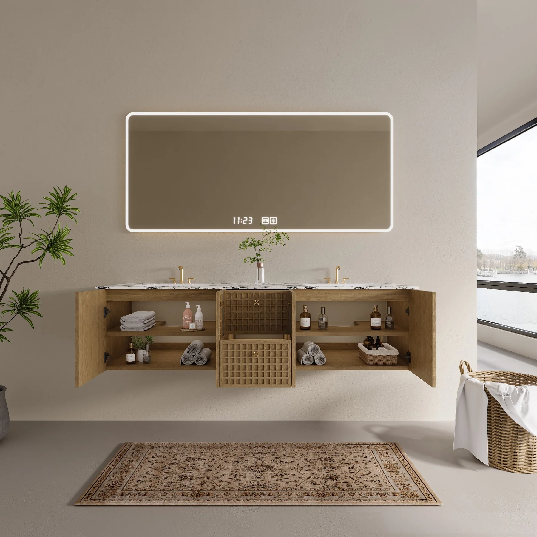 Grid Ash 72″ Floating Double Vanity view 3