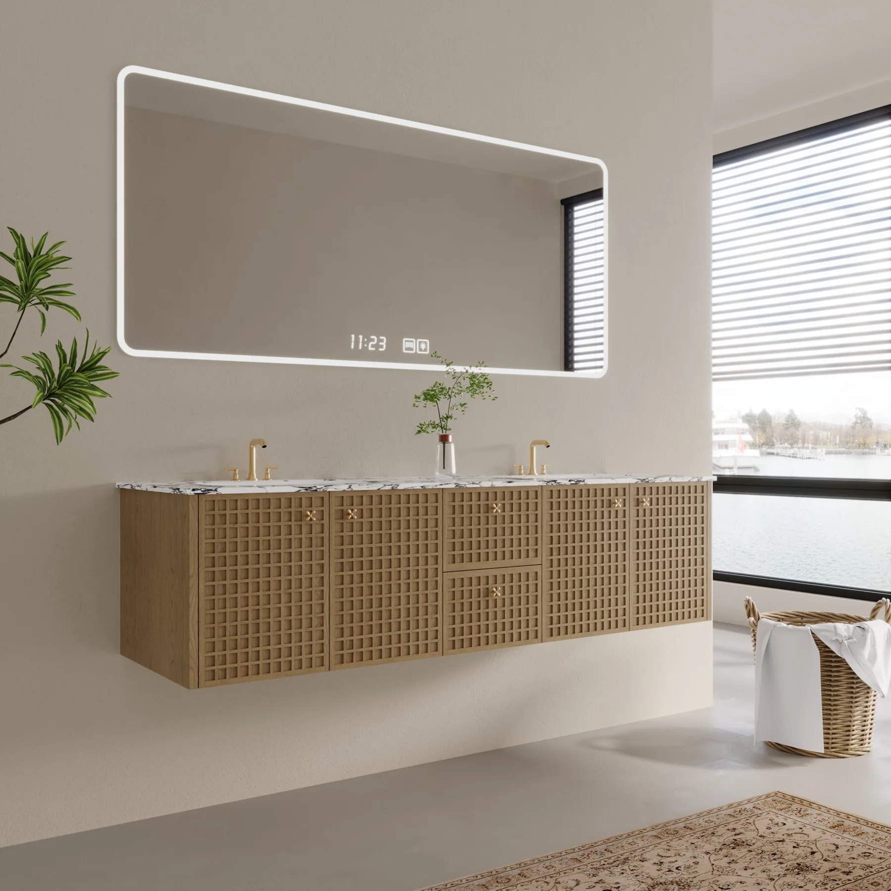 Grid Ash 72″ Floating Double Vanity view 4