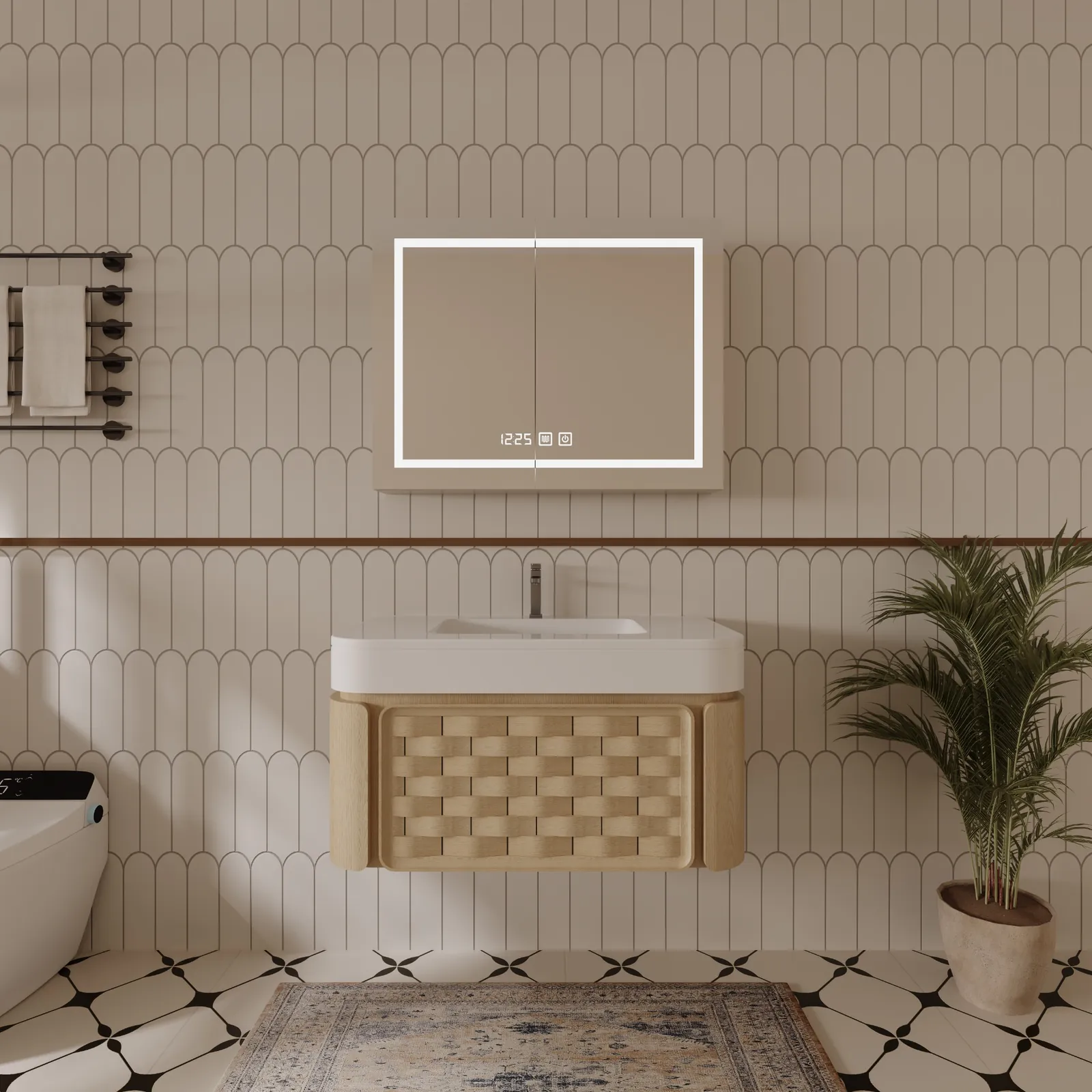 Harper 36″ Oak Woven-Front Floating Vanity