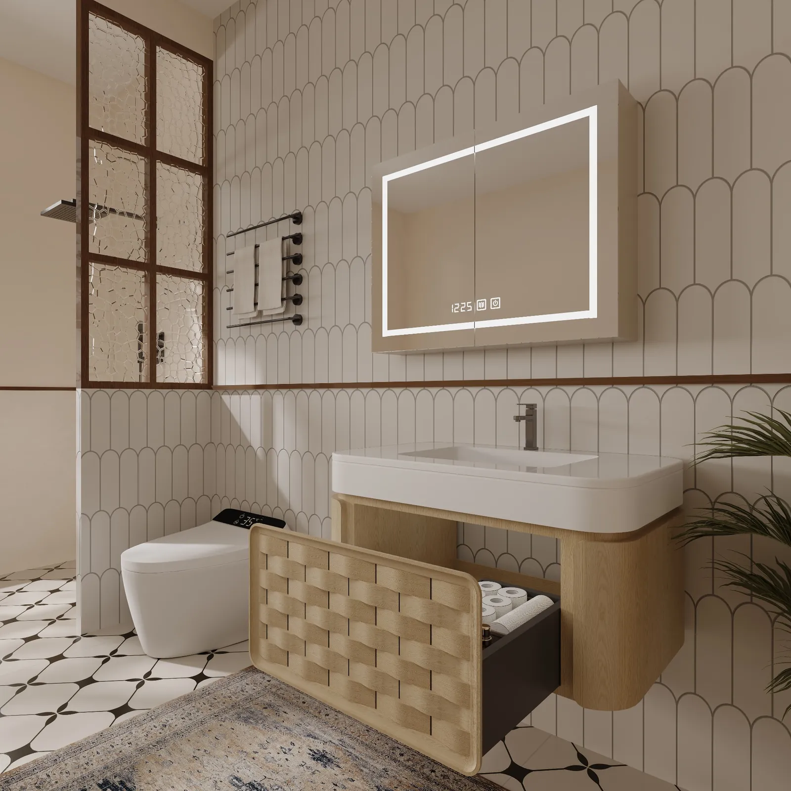 Harper 36" Oak Woven-Front Floating Bathroom Vanity view 2