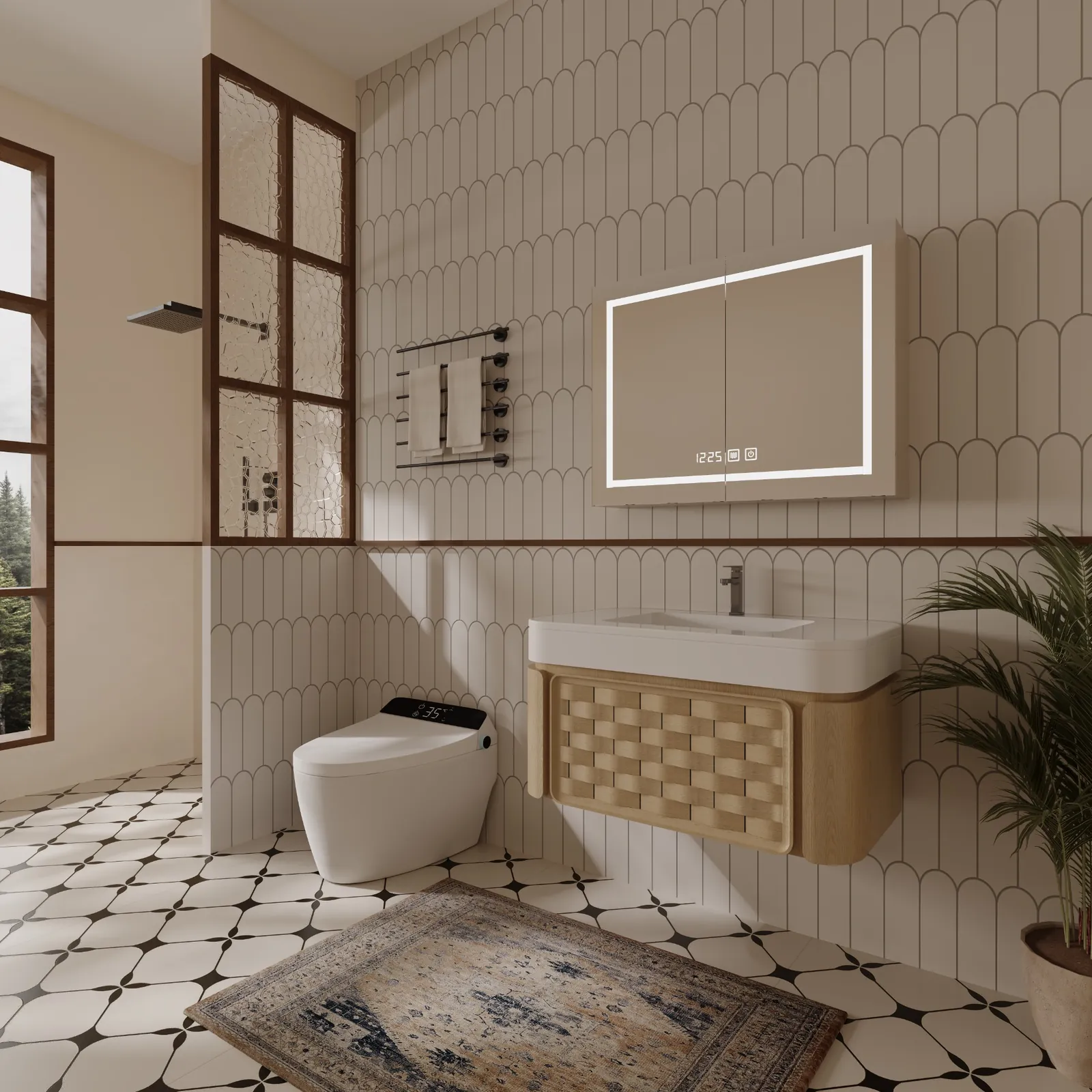 Harper 36" Oak Woven-Front Floating Bathroom Vanity view 3