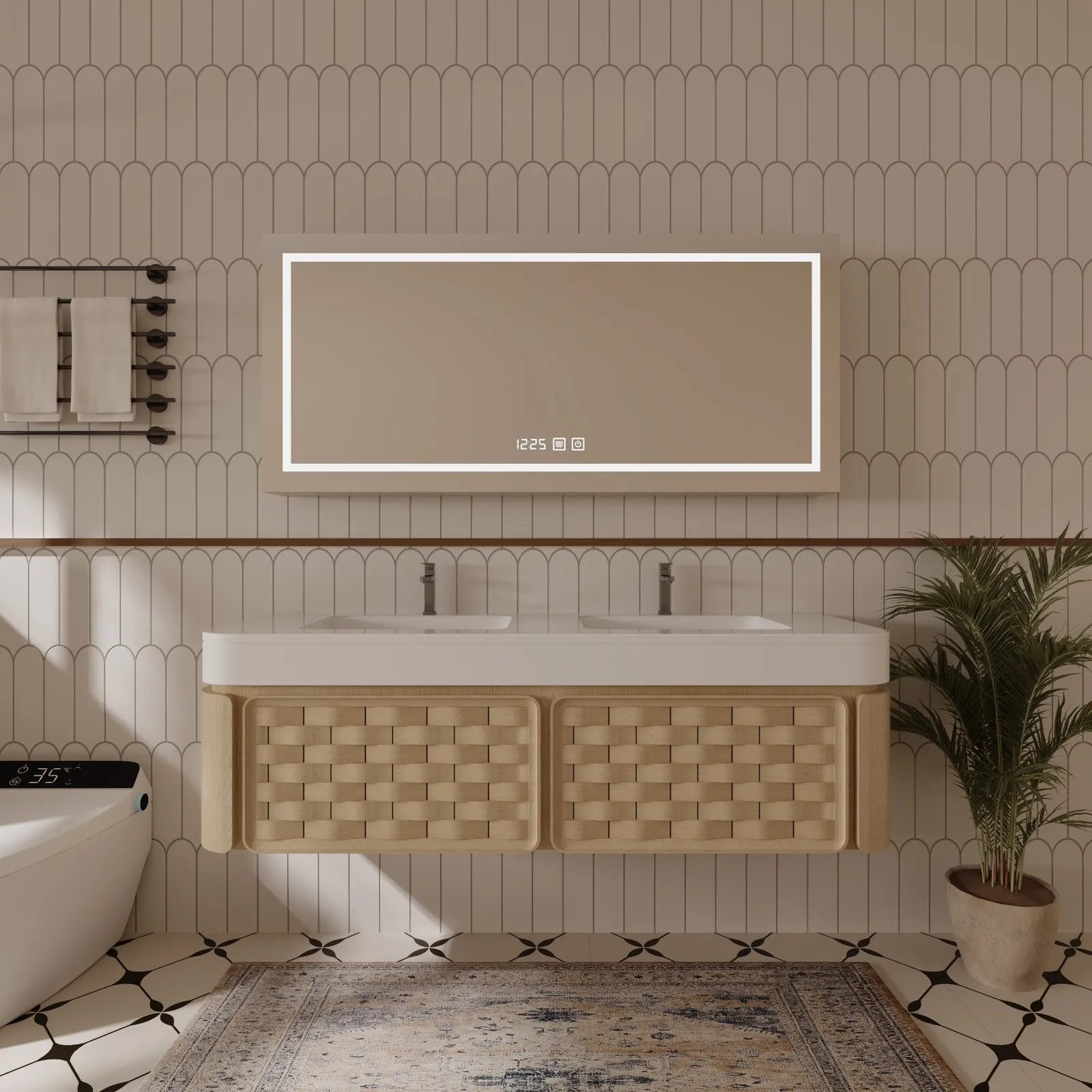 Harper 60″ Oak Woven-Front Double Vanity
