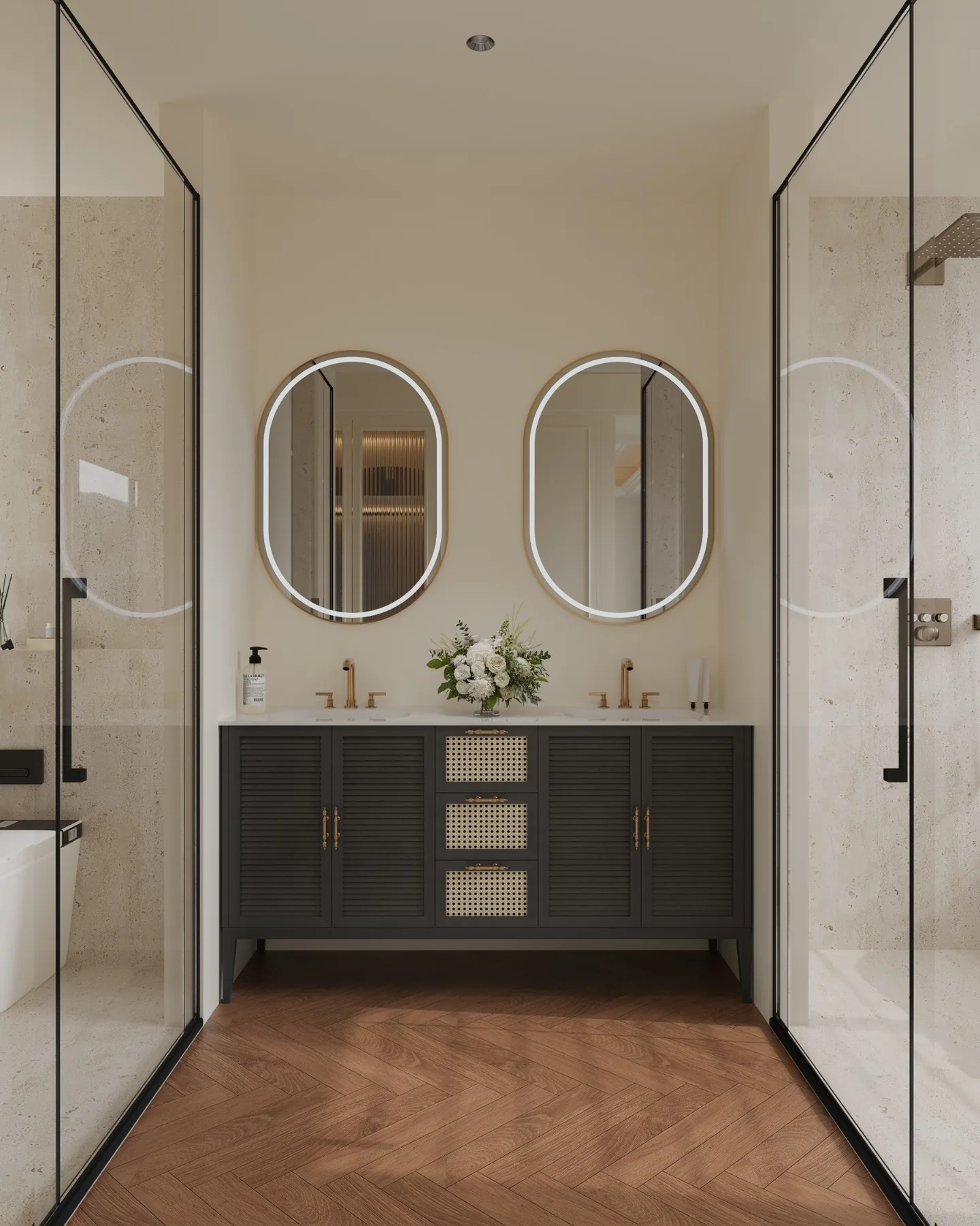 Louver 60″ Black Double Vanity