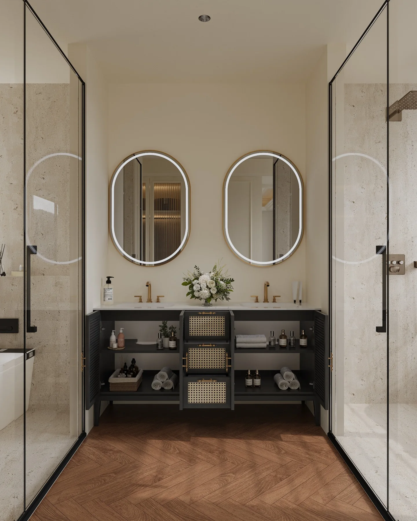 Louver 60″ Black Double Vanity view 2