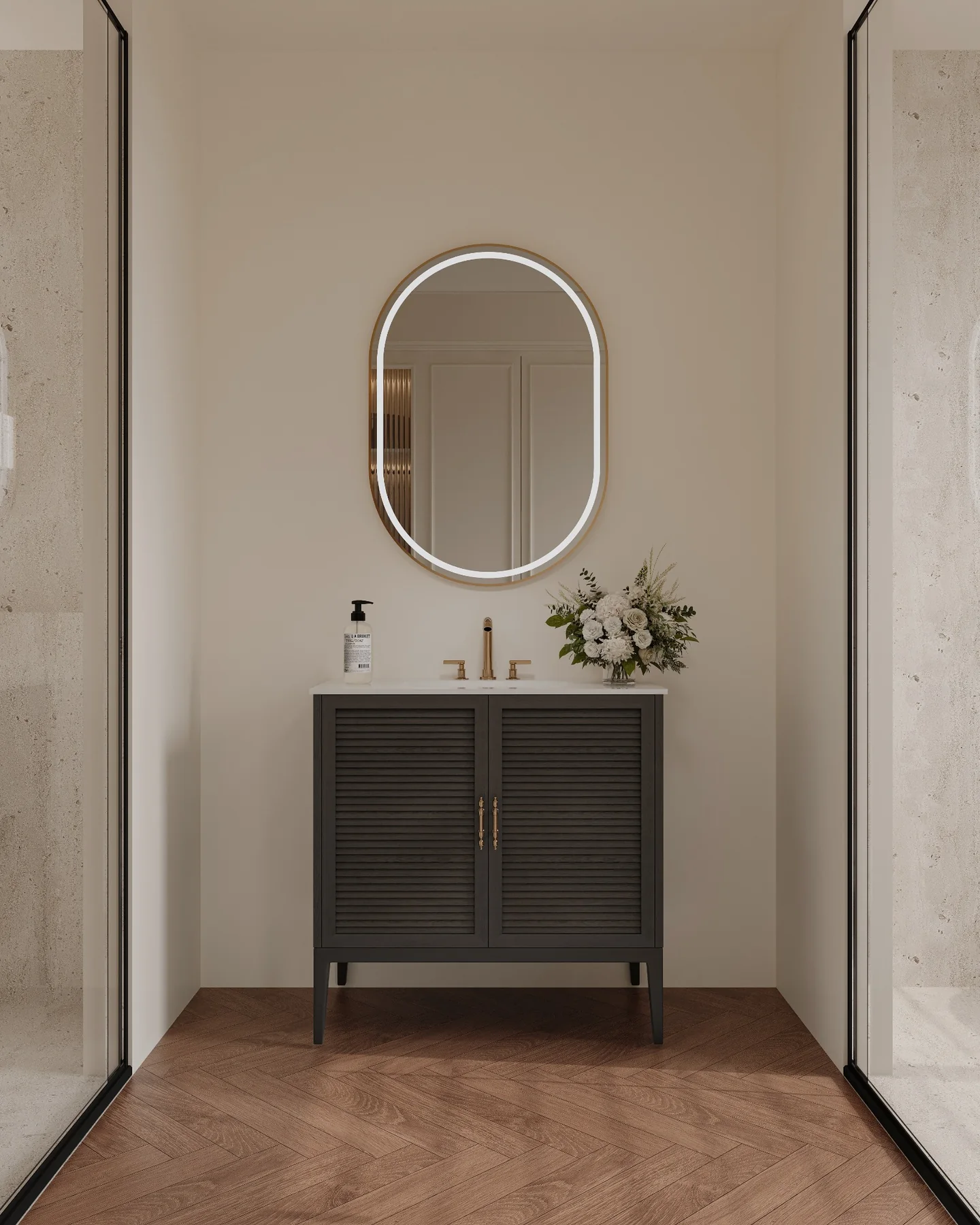 Louver 60″ Black Double Vanity view 3