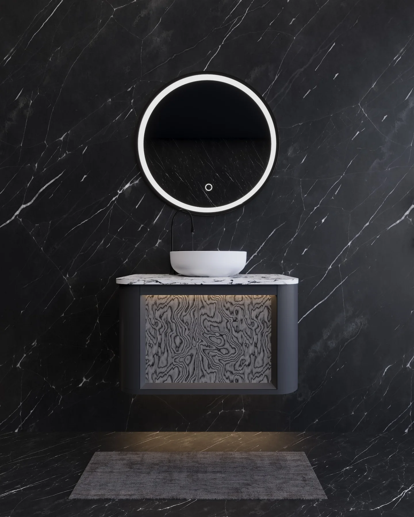 Noir Grain 84″ Black Double Vanity view 3