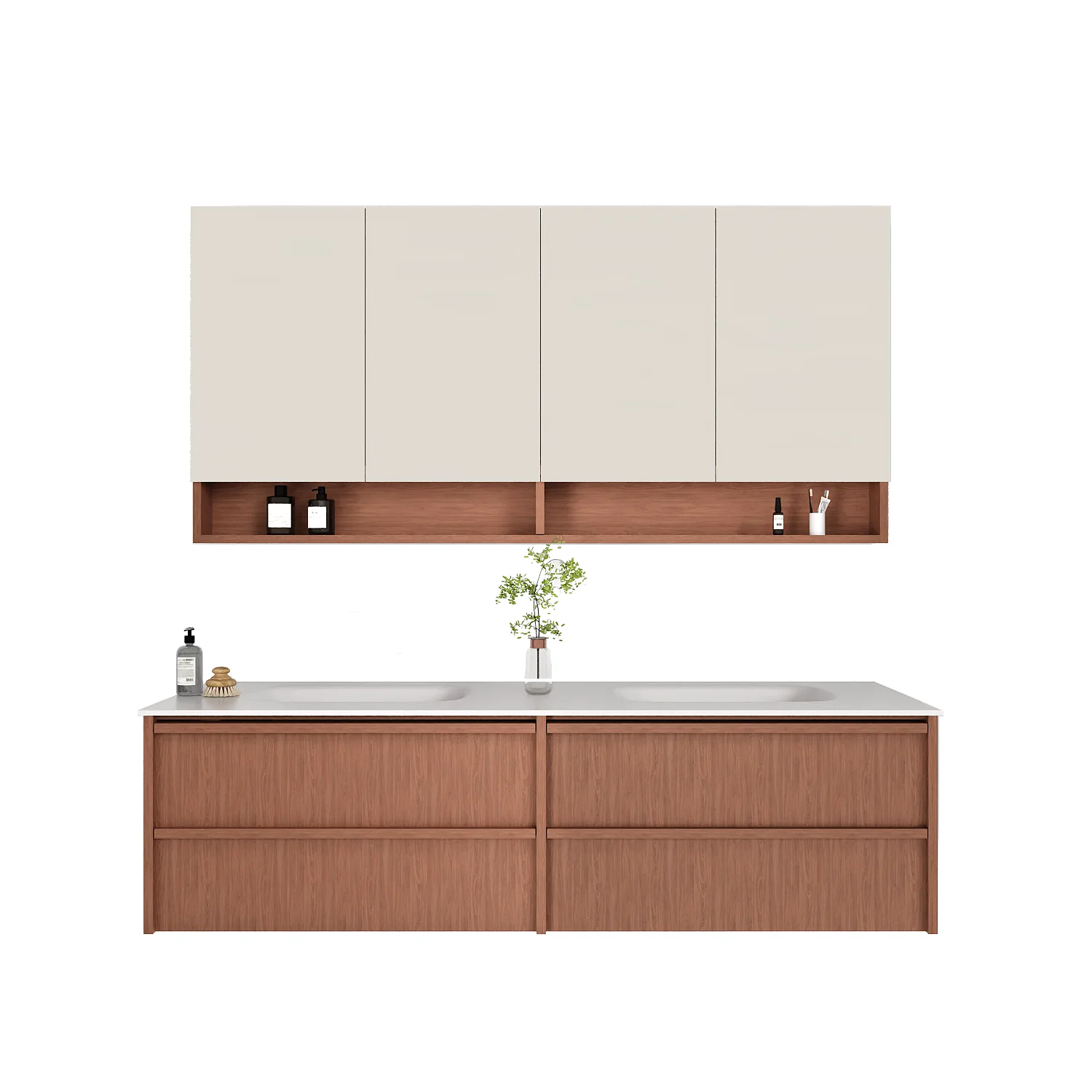 Nordic 60″ Teak Floating Double Vanity view 5