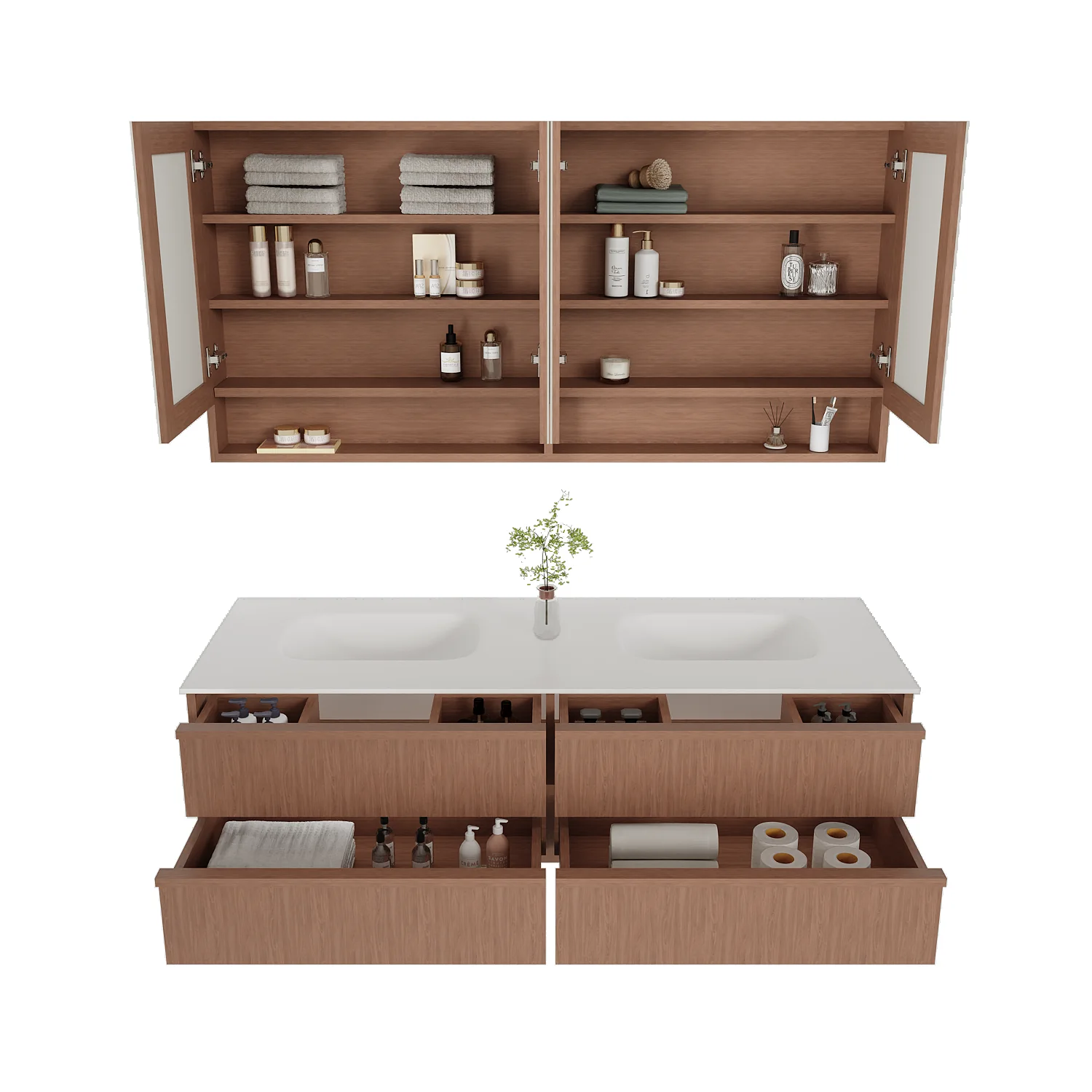 Nordic 60″ Teak Floating Double Vanity view 6