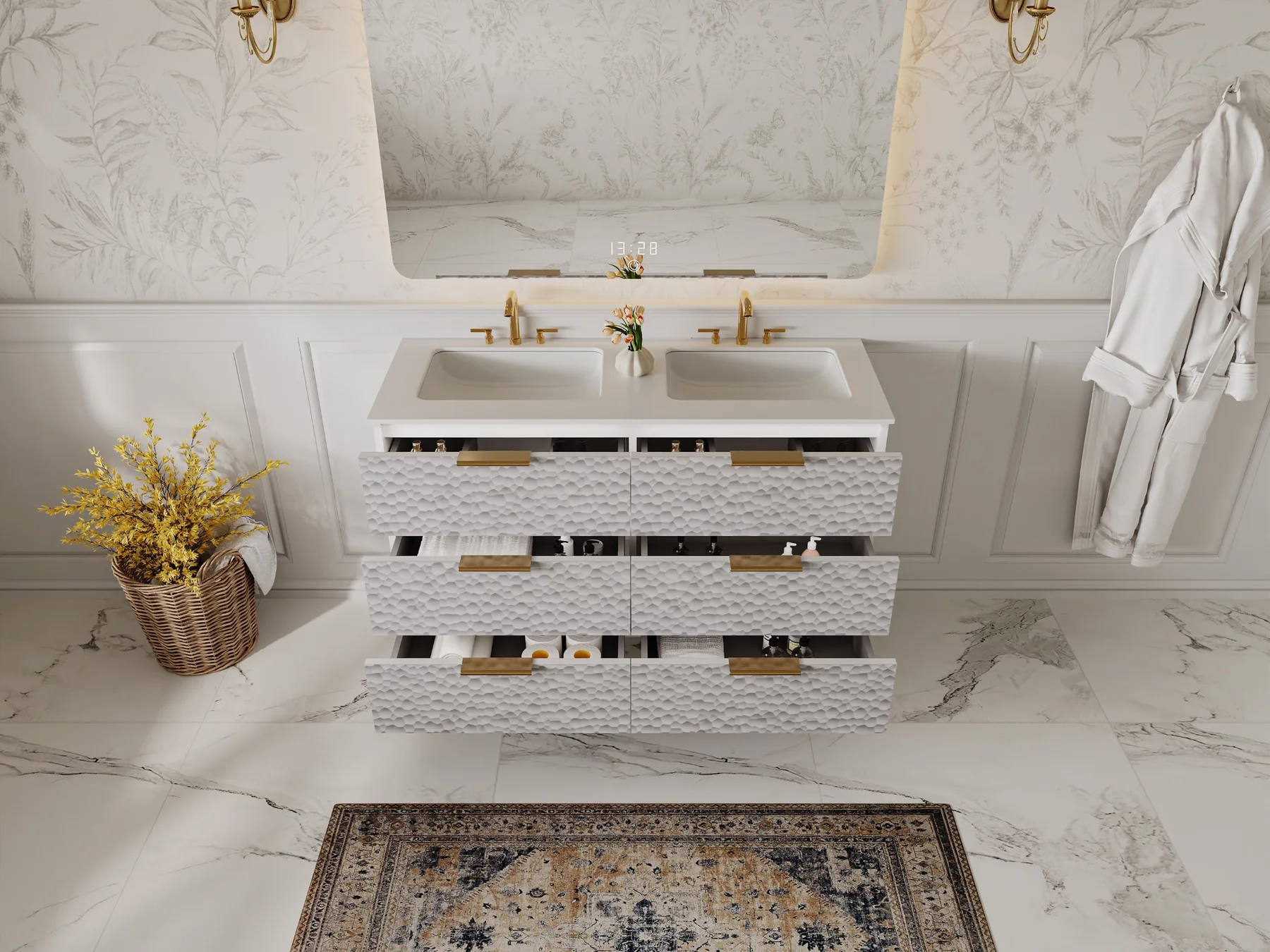 Pebble 24″ White Textured Vanity view 3