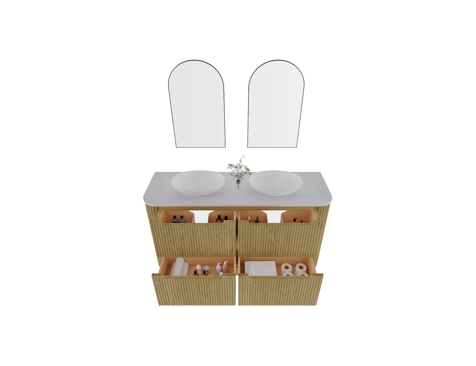 Riva 60" Natural Oak Double Bathroom Vanity view 3