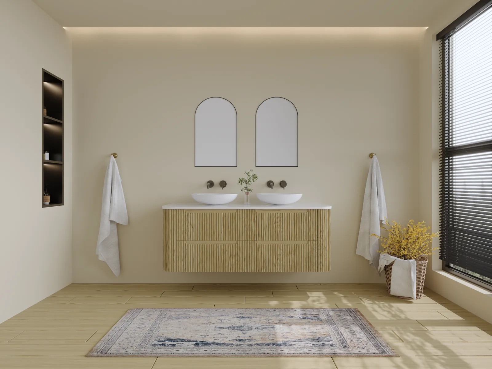 Riva 60″ Natural Oak Floating Double Vanity
