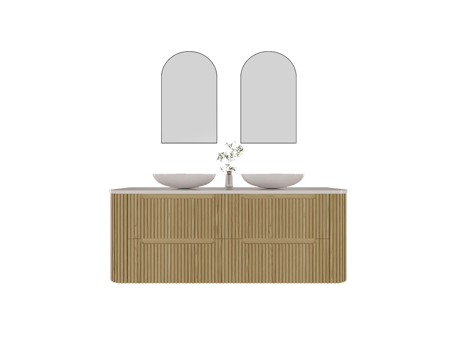 Riva 60" Natural Oak Floating Double Bathroom Vanity view 3