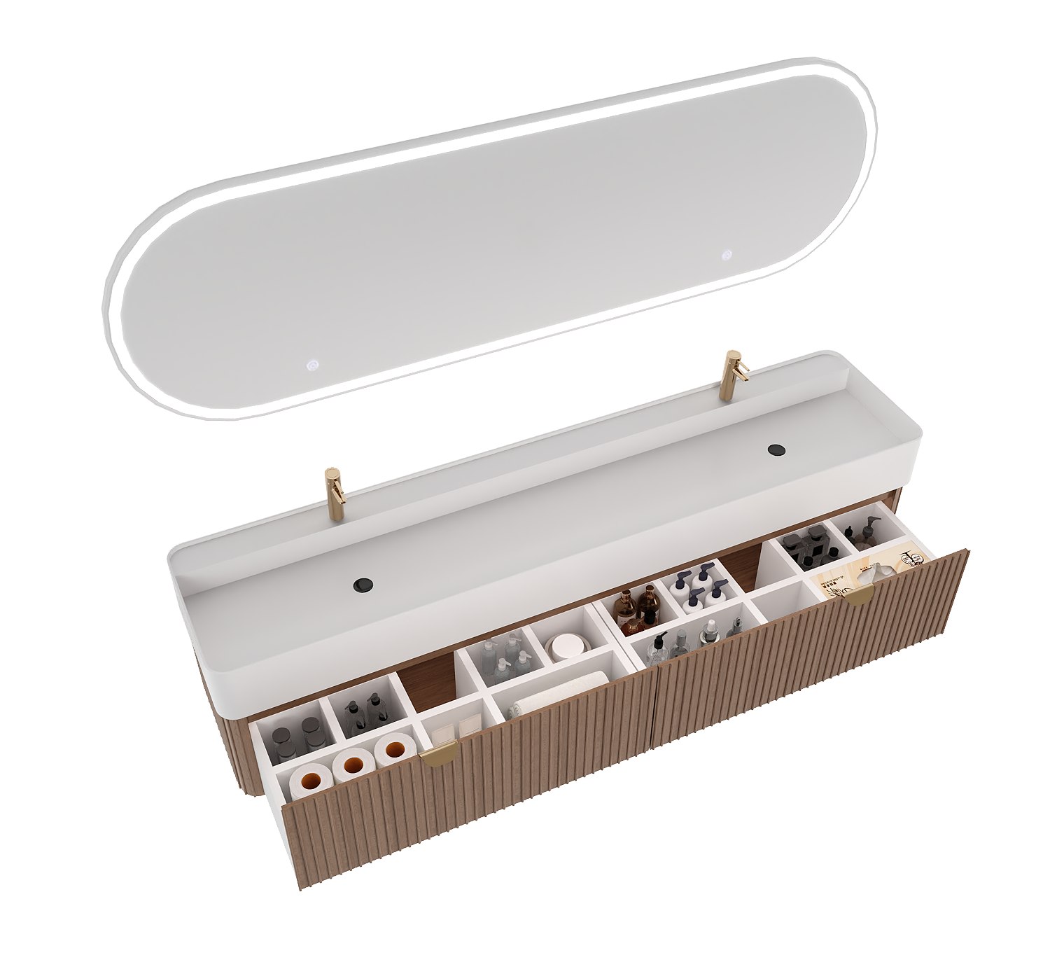 Riva 72-inch Walnut Floating Double Vanity view 3