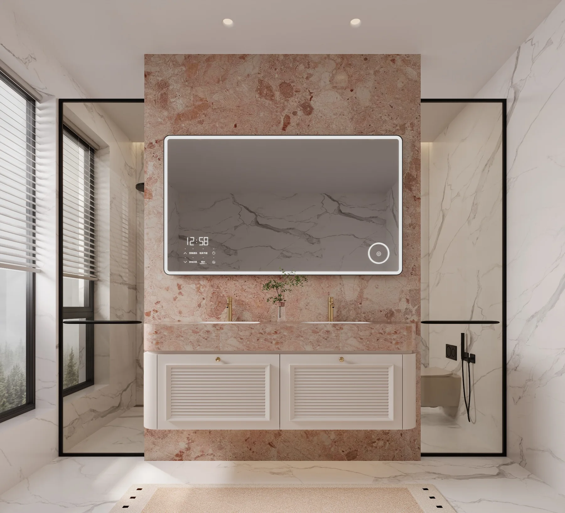Rosa 60″ White Louver Double Vanity