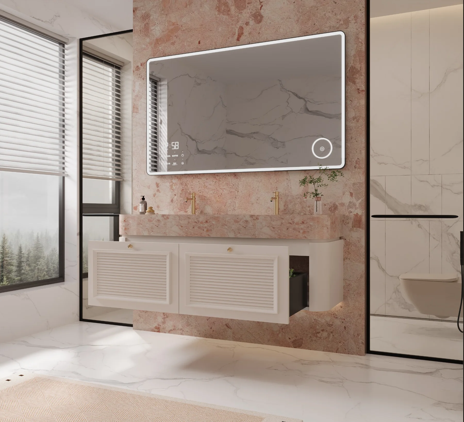 Rosa 60″ White Louver Double Vanity view 2