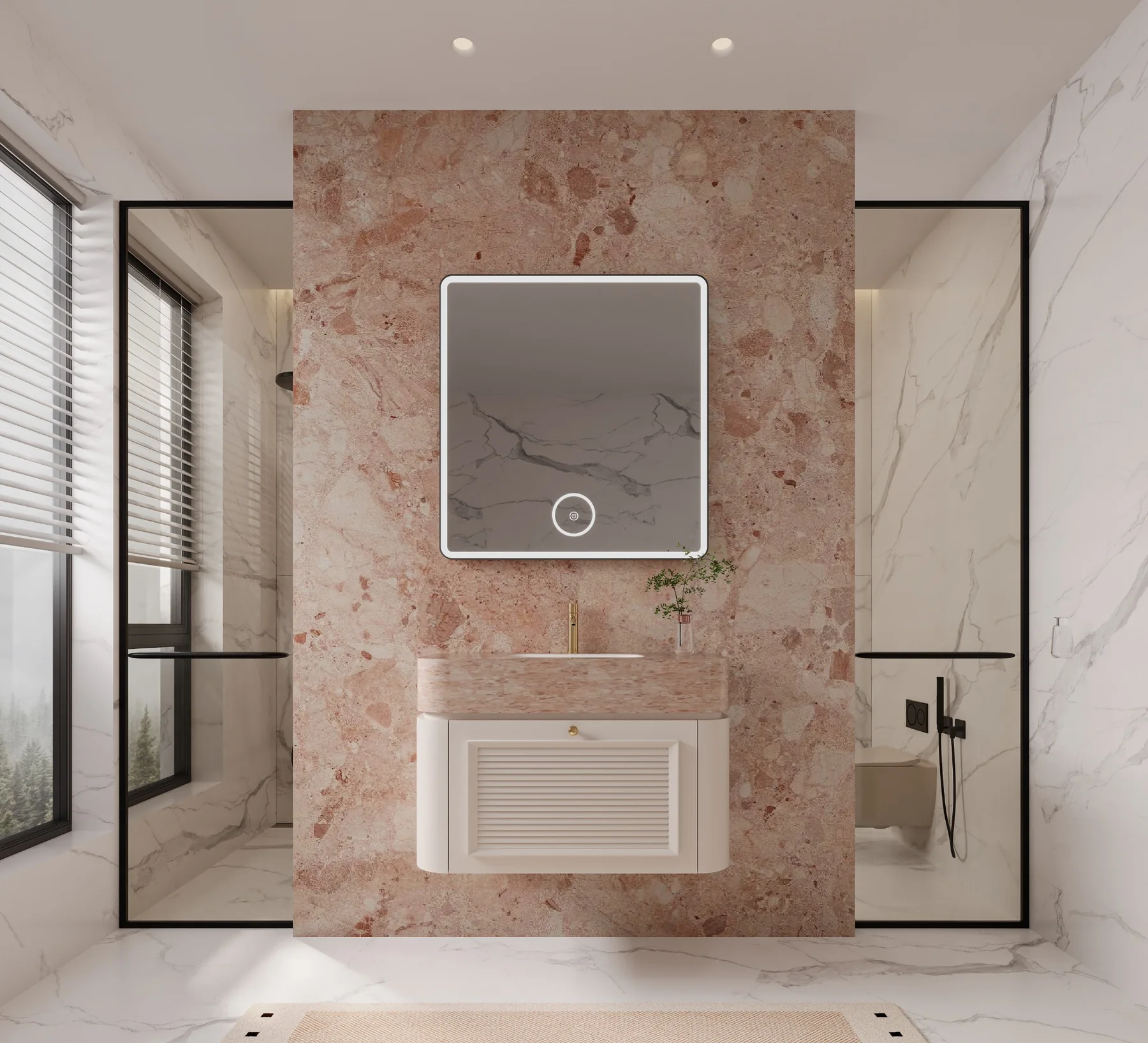 Rosa 60″ White Louver Double Vanity view 3